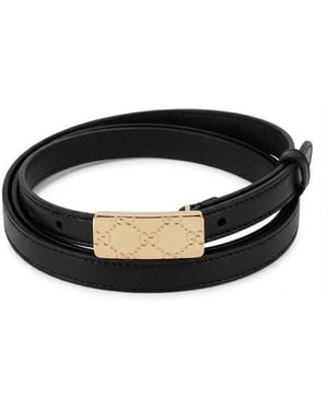 Gucci Gg Engraved Thin Belt - Black