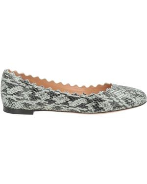 Chloé Snake-Print Leather Ballet Flats - Gray