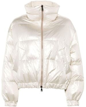 Brunello Cucinelli Iridescent-Effect Zipped Down Jacket - White