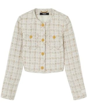 Versace Button-Up Tweed Jacket - White
