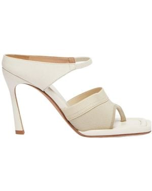 Sportmax 100Mm Thong-Strap Leather Mules - White