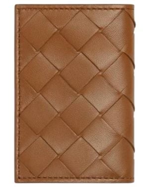 Bottega Veneta Intrecciato Tiny Tri-Fold Wallet - Brown
