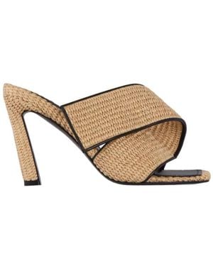 Givenchy Sliced Square Raffia-Effect Heeled Mules - Brown