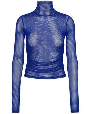 ROTATE BIRGER CHRISTENSEN Mesh Rouched Jumper - Blue