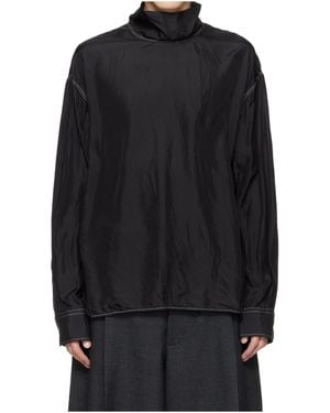 Lanvin Silk Satin Turtleneck Shirt - Black