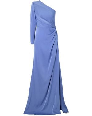 Alex Perry One-Shoulder Gathered Satin-Crepe Gown - Blue