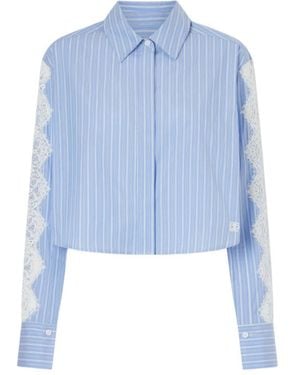 Jonathan Simkhai Renata Lace-Trimmed Cropped Shirt - Blue