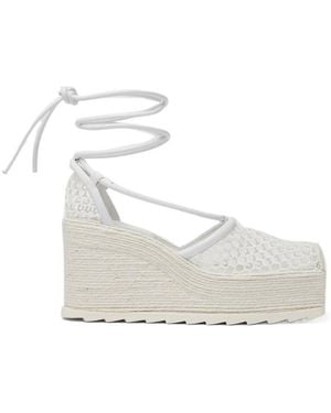 Bottega Veneta Net-Detail Wedge Sandals - White