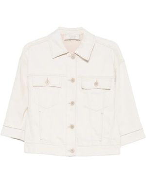 Peserico Contrast-Stitched Denim Jacket - White