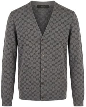 Gucci Gg Supreme Cardigan - Gray