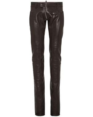 DSquared² Sharpei Leather Biker Pants - Gray