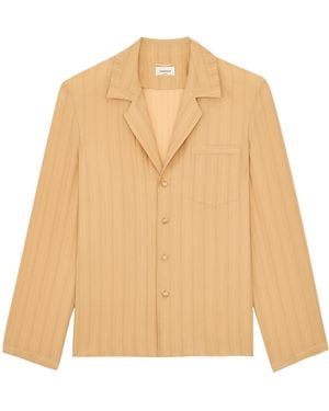 Saint Laurent Striped Silk Pyjama Top - Natural