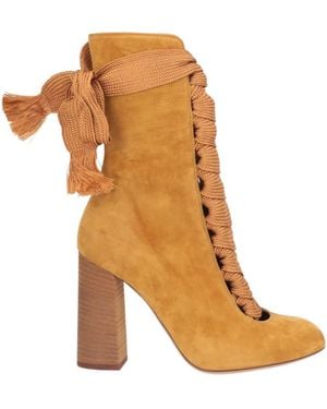 Chloé Minimalist Lace-Up Ankle Boots - Brown