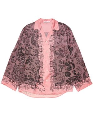 Acne Studios Floral Printed Long-Sleeved Shirt - Red
