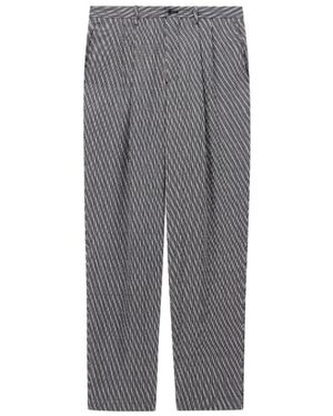 Giorgio Armani Diagonal-Print Pleated Trousers - Grey