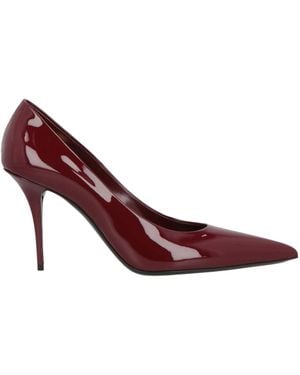 Saint Laurent Minimalist Patent Leather Pointed Toe High Heels - Purple