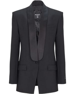 Balmain Wool Tuxedo Jacket - Blue