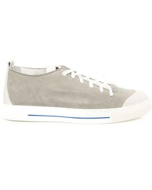 Cerruti 1881 Grey Cowhide Men Trainer - White