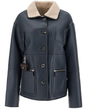 Saks Potts Ada Reversible Shearling Jacket - Blue