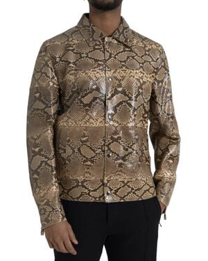 Dolce & Gabbana Exotic Leather Biker Blouson Jacket - Gray