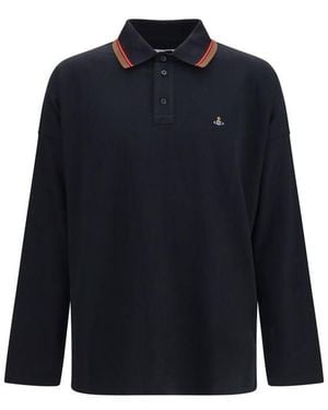 Vivienne Westwood Black Cotton Polo Shirt - Blue