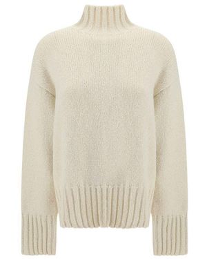 Jil Sander White Silk Sweatshirt - Natural