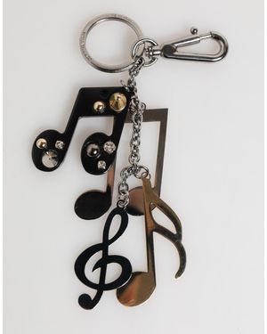 Dolce & Gabbana Musical Note Key Holder Keychain Bag Charm Keyring - Metallic
