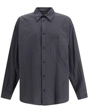 Balenciaga Oversized Checked Shirt - Blue