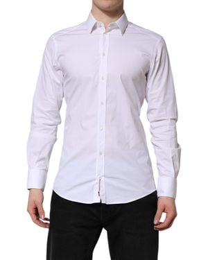 Dolce & Gabbana Shirt In Stretch Cotton Poplin - White