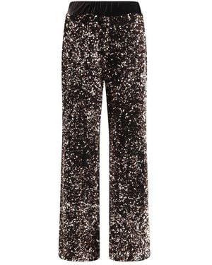 Ella Multicolour Polyamide Casual Trousers - Black