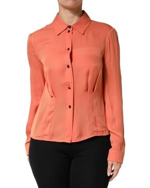 Emporio Armani Orange Collared Button Down Long Sleeves Top