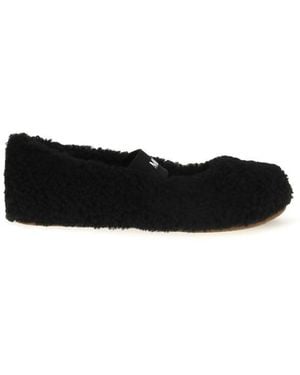 Moon Boot Black Fur Ballet Flats