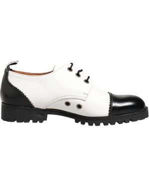 Cesare Paciotti Black White Leather Derby Shoes