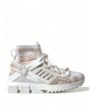 Dolce & Gabbana White Beige Sorrento Socks Trainers Shoes