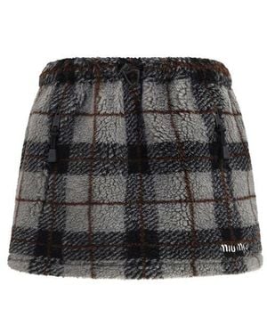 Miu Miu Multicolour Nylon Mini Skirt - Black