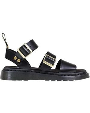Dr. Martens Black Leather Flat Sandals