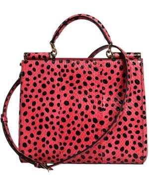Dolce & Gabbana Pink Exotic Leather Top Handle Tote Crossbody Bag - Red