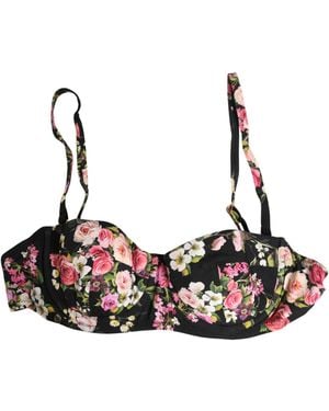 Dolce & Gabbana Floral Padded Balconnet Bra Underwear - Black