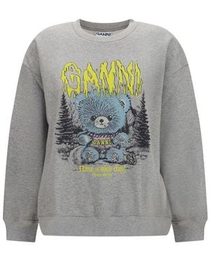 Ganni Gray Cotton Sweatshirt