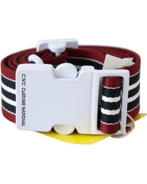 CoSTUME NATIONAL Elegant Stripe Canvas Waist Belt - Black