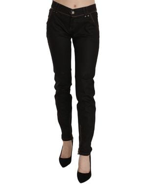 John Galliano Cotton Black Mid Waist Skinny Denim Jeans