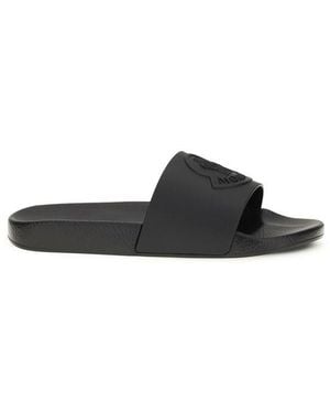Moncler Black Rubber Slippers