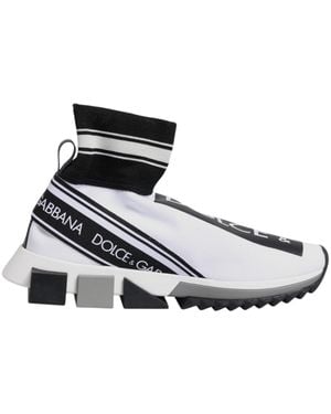 Dolce & Gabbana Sock Trainer Logo Detail - White