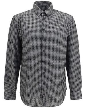 Giorgio Armani Grey Cotton Pattern Shirt