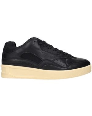 Jil Sander Black Leather Low Top Sneakers - Blue