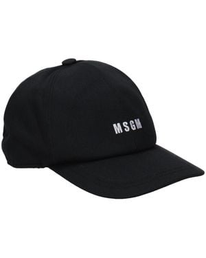 MSGM Black Cotton Cap (baseball Hat)