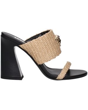 Versace Beige Raffia Sandal - White