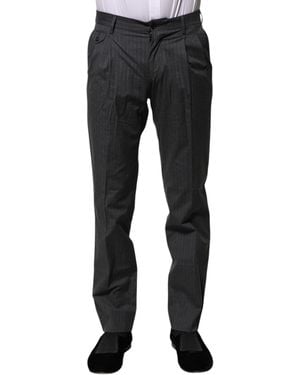 Dolce & Gabbana Pinstripe Dress Trousers - Black