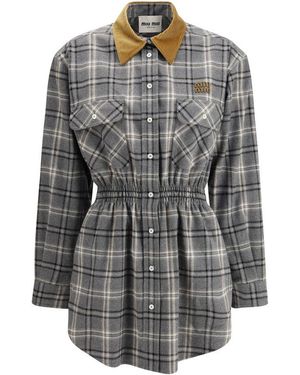 Miu Miu Grey Cotton Casual Dress