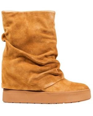 Guess Beige Suede Leather Ankle Boots - Brown